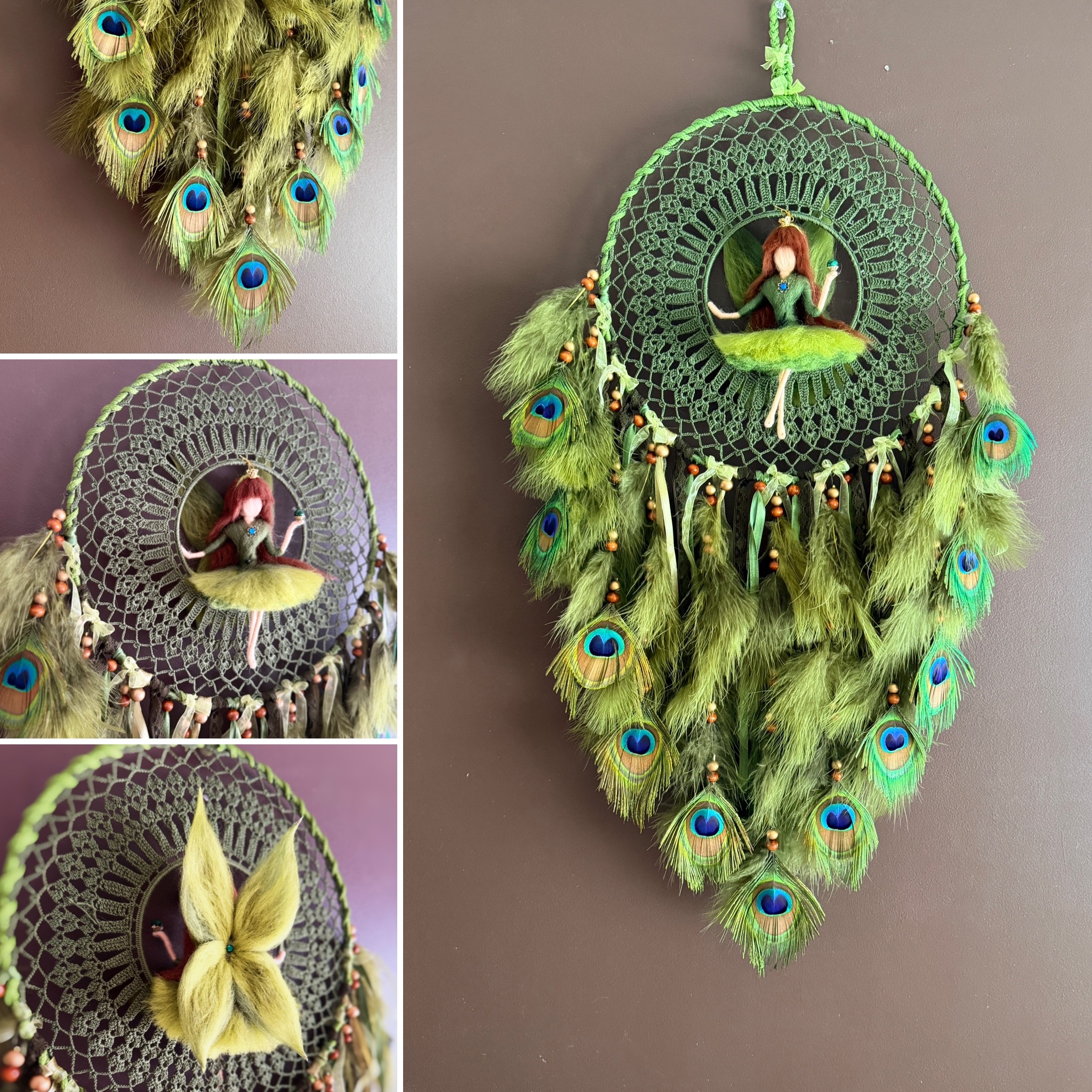 Loodusest inspireeritud metsaroheline unenäopüüja koos haldjaga, kel käes tiigrisilm kaitsekivi 💚